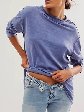 Free People We The Free Women's Prep Peri Long Sleeve Regan Tee Sz large